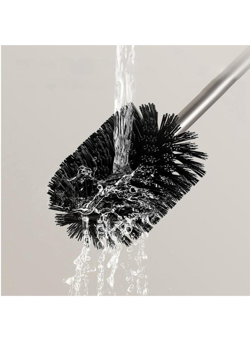 YelaJoy Toilet Bowl Brush with Holder, Compact Hemispherical Design Toilet Scrubber, Stiff Bristle Toilet Brush Cleaner for Bathroom, Grey - Image 5
